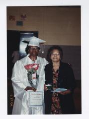 Mary Walker at her high school graduation with older sister Dorothy Wilson
