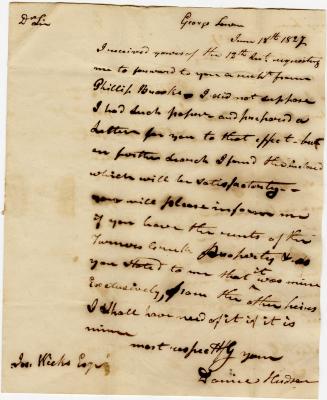 Letter to Joseph Wickes IV