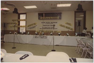 Set Up for a Religious Meeting Lead by Mary Eliza Jackson