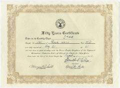 Fifty Years Certificate of Star Temple #1141 (Grand Temple Daughters of the Improved Benevolent, Protective Order of the Elks of the World)
