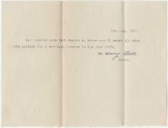 Proof of Beulah E. Brown's Application for a Marriage License