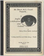 Program for a Tribute Event for Mary Eliza Butler Jackson