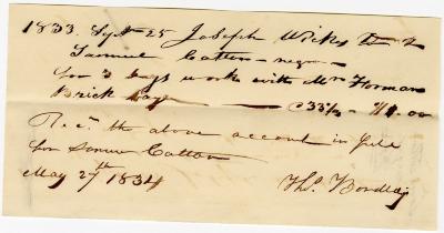 Receipt of Joseph Wickes IV