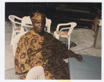 Mary Walker relaxing in her African American heritage attire