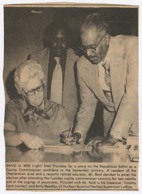 David Reid registering for candidacy (ca. 1990)
