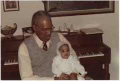 David and Aja Reid at home, 1981
