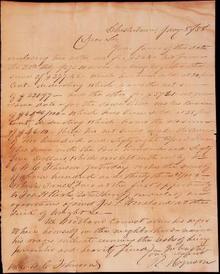 Letter concerning wages