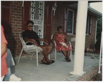 Shirley Jones and Others Sitting on a Porch