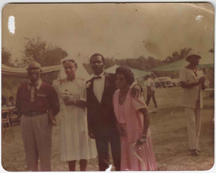 Deborah and Barry Johnson with Family on their Wedding Day
