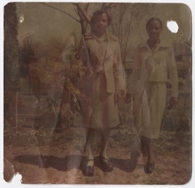 Photo of Two Girls Labeled "Debbie and Denise", April 1977