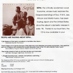Ad for Sepia "Absence of Pain" album release