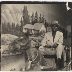 Shirley Jones' "Uncle Leslie" Sitting in a Mock Horse Carriage