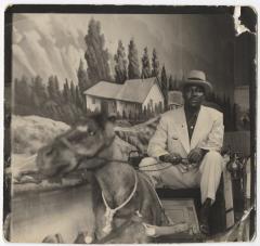 Shirley Jones' "Uncle Leslie" Sitting in a Mock Horse Carriage