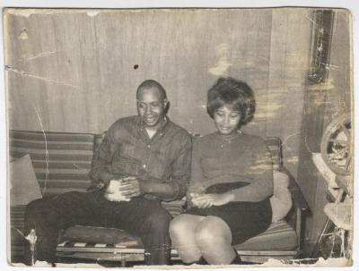 Young Shirley and Marvin Jones Sitting on a Couch