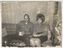 Young Shirley and Marvin Jones Sitting on a Couch