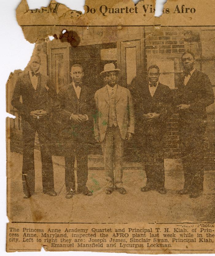 The Queen Anne's Quartet and Dr. Thomas Henry Kiah, 1929.