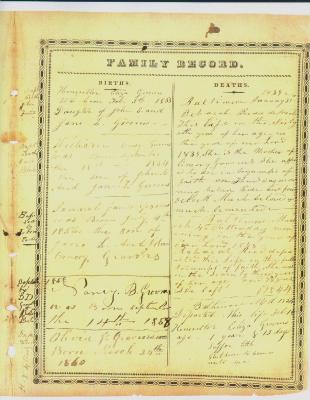 Bible contents, Grooms Family Birth, Baptism and Death Record
