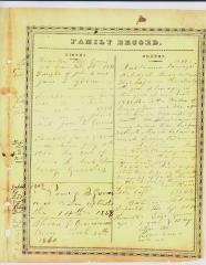 Bible contents, Grooms Family Birth, Baptism and Death Record