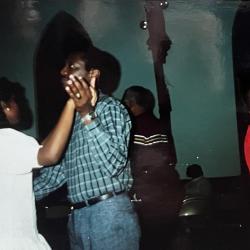 Father-Daughter Debutante Cotillion Practice with Katina Moaney and her dad, 1989.
