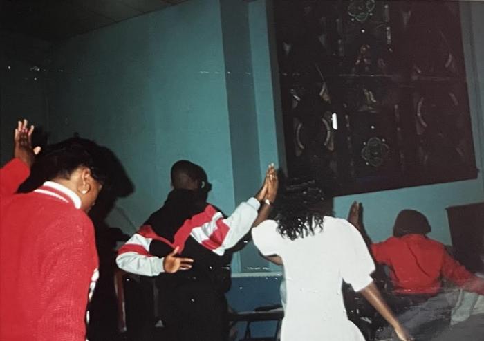 Katina Steward Moaney and her Escort practice a portion of the choreographed cotillion dance, 1989
