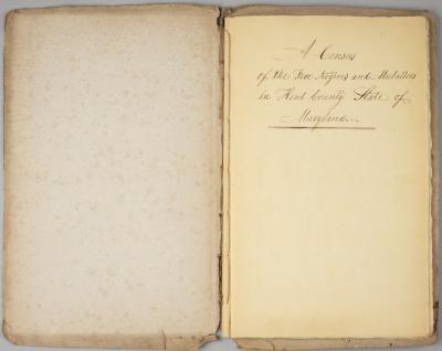 Cover page - A census of the free negroes and mulattos in Kent County State of Maryland - 1832