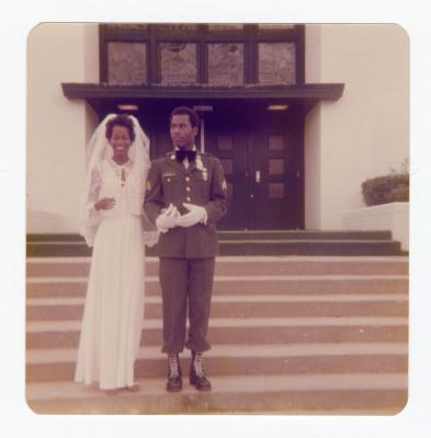 Gail Garrett and Aaron Knowling on their wedding day