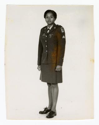 Eleanor Rochelle Ringgold in army uniform 1978